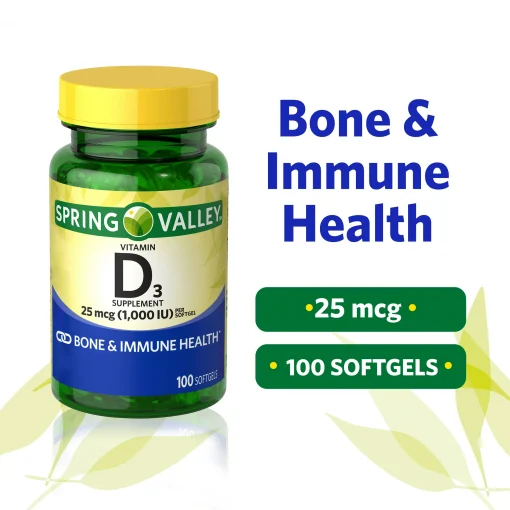 Spring Valley Vitamin D3 (25 mcg - 1,000 IU) (100 softgels)