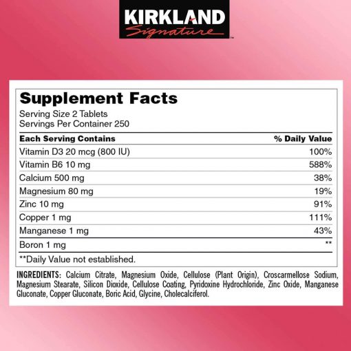 Kirkland Calcium Citrate Magnesium and Zinc with Vitamin D3 - 500 tablets