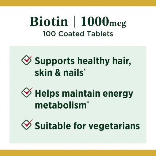 Nature's Bounty Biotin (1000 mcg) - 100 tablets