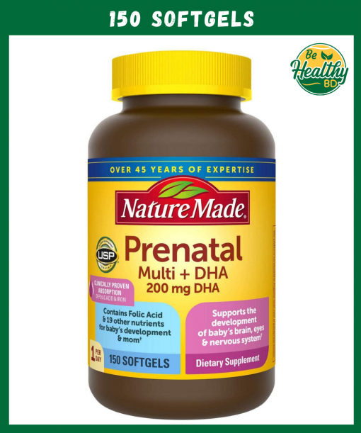 Nature Made Prenatal Multi + DHA (200 mg) – 150 softgels