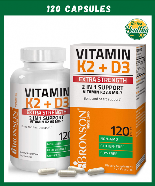Bronson Vitamin K2 + D3 – 120 capsules