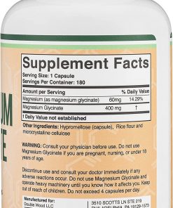 Double Wood Magnesium Glycinate (400 mg) - 180 veggie capsules