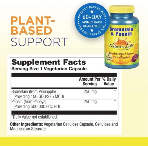 Nature's Life Bromelain & Papain - 100 vegetarian capsules