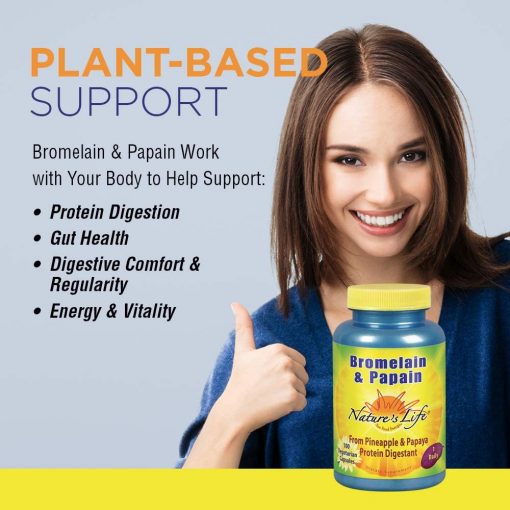 Nature's Life Bromelain & Papain - 100 vegetarian capsules