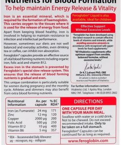 Vitabiotics Feroglobin Capsule Gentle Iron - 30 Capsules