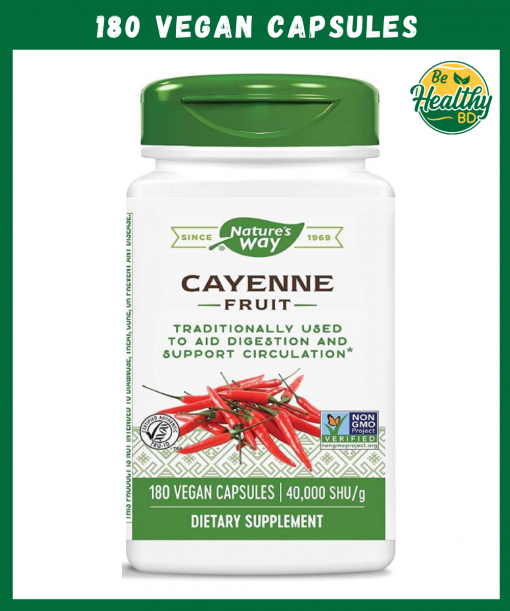 Nature’s Way Cayenne Fruit (40,000 shu g) – 180 vegan capsules