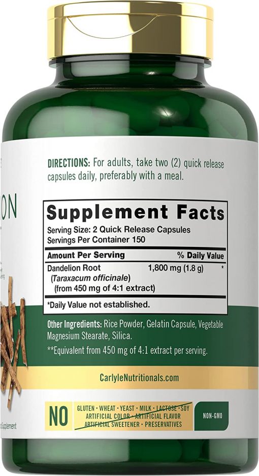 Carlyle Dandelion Root (1,800 mg) - 300 capsules