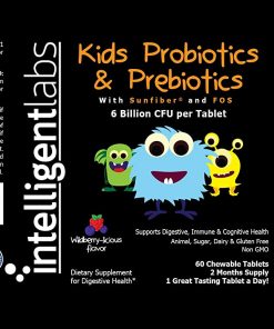 Intelligent Labs 6 Billion CFU Kids Probiotics and Prebiotics - 60 Chewable tablets