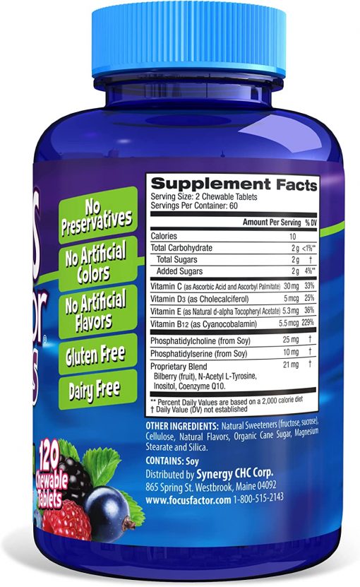 Focus Factor Kids Extra Strength Berry Blast Flavor - 120 Chewable tablets