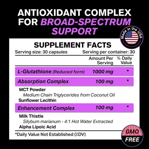 VitaRaw Glutathione Reduced Form (1,000 mg) - 120 vegetarian capsules