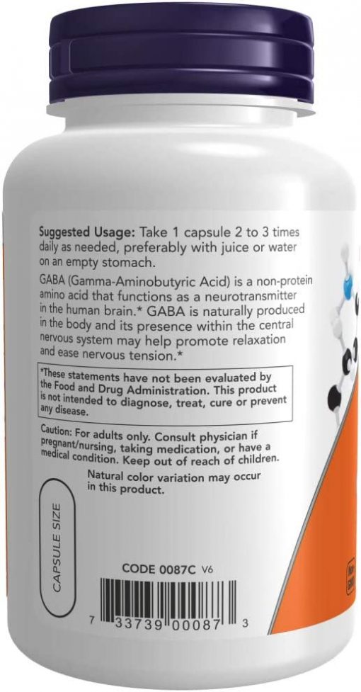 Now Gaba (500 mg) - 100 veg capsules