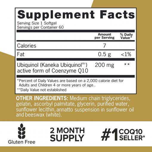 Qunol Extra Strength Ubiquinol (200 mg) - 60 softgels