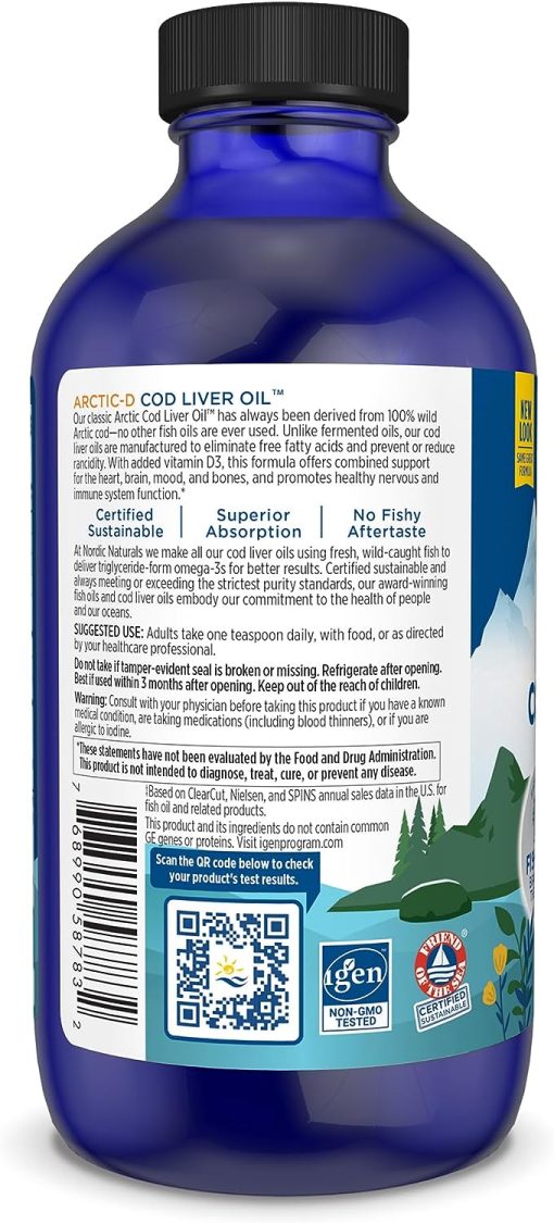 Nordic Naturals Arctic-D Cod Liver Oil Omega - 3 + Vitamin D3 Lemon Taste - 237 ml