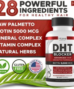 Hairo DHT Blocker Advanced Hair Growth Formula (Biotin 5,000 mcg) - 60 veg capsules
