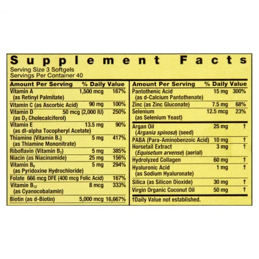 Spring Valley Extra Strength Hair, Skin & Nails (5,000 mcg Biotin) - 120 softgels