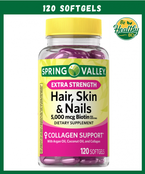 Spring Valley Extra Strength Hair, Skin & Nails (5,000 mcg Biotin) - 120 softgels