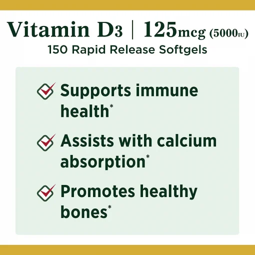 Nature's Bounty D3 (125 mcg - 5,000 IU) - 150 softgels