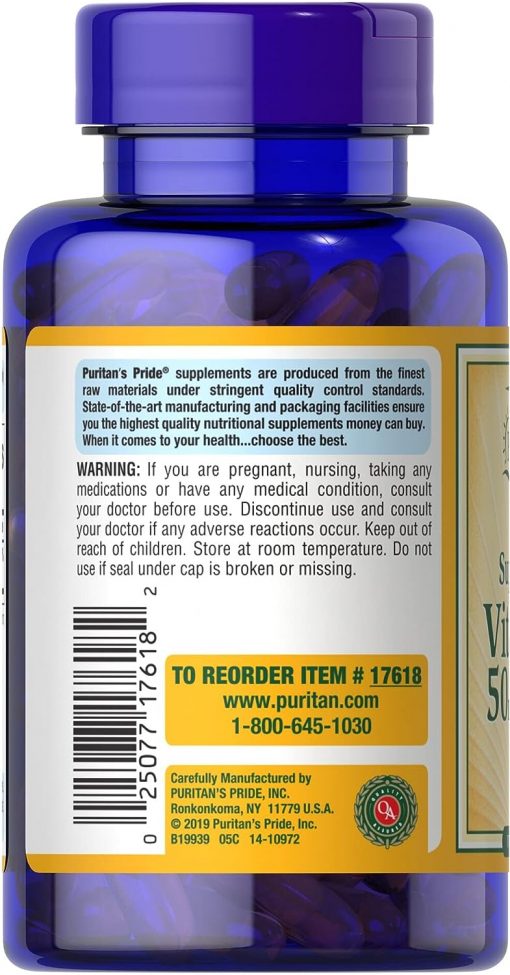 Puritan's Pride Vitamin D3 (25 mcg - 2,000 IU) - 200 softgels