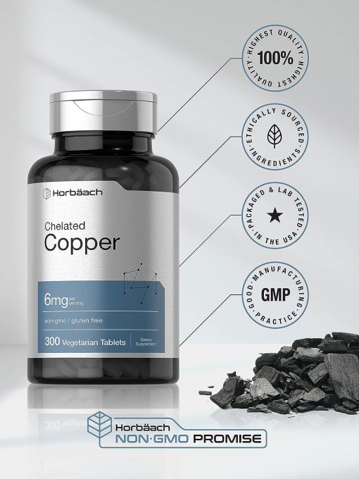 Horbaach Chelated Copper (6 mg) - 300 vegetarian tablets