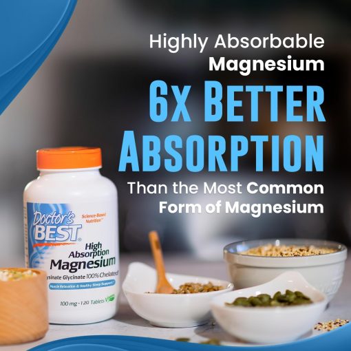 Doctor's Best High Absorption Magnesium Lysinate Glycinate (100 mg) - 120 tablets