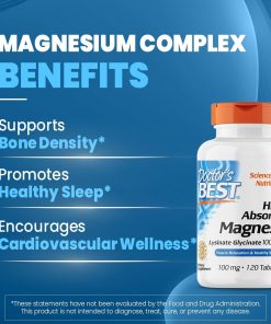 Doctor's Best High Absorption Magnesium Lysinate Glycinate (100 mg) - 120 tablets