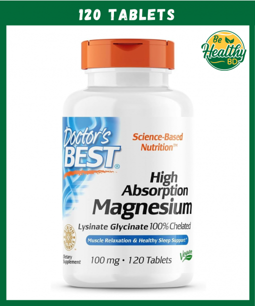 Doctor's Best High Absorption Magnesium Lysinate Glycinate (100 mg) - 120 tablets