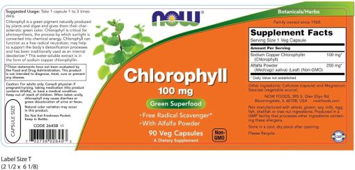 NOW Chlorophyll (100 mg) - 90 Veg Capsules