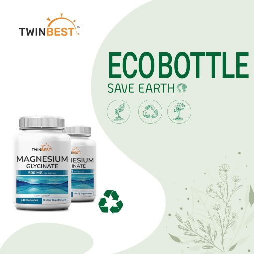 TwinBest Magnesium Glycinate (500mg) - 240 capsules