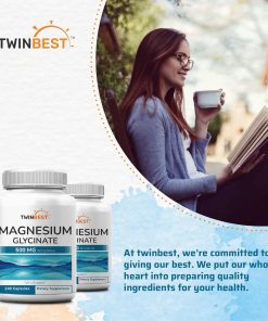 TwinBest Magnesium Glycinate (500mg) - 240 capsules