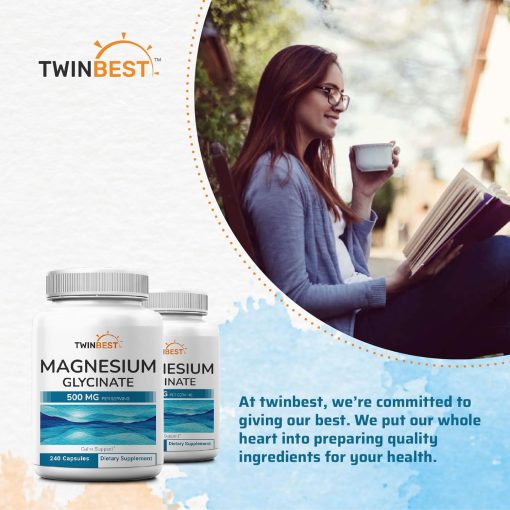 TwinBest Magnesium Glycinate (500mg) - 240 capsules