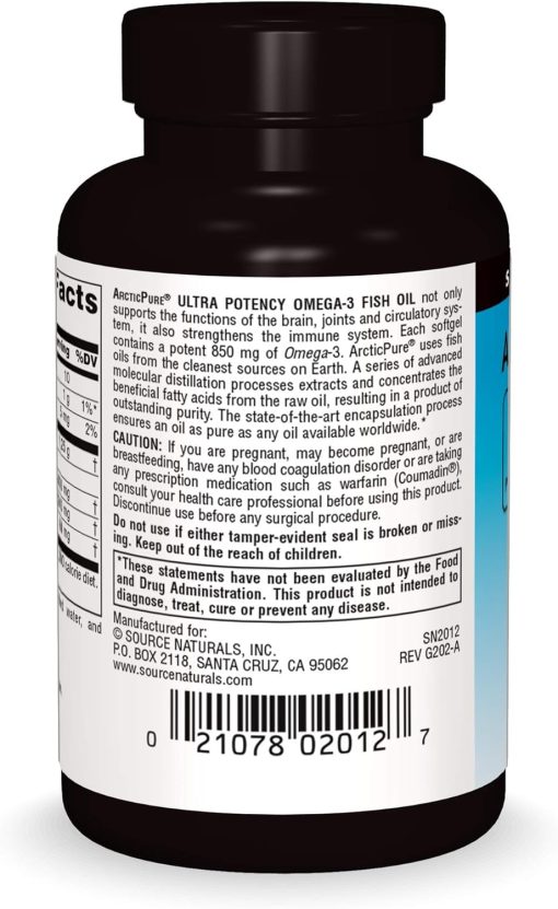 Source Naturals ArcticPure Ultra Potency Omega-3 Fish Oil (850 mg) - 30 Softgels