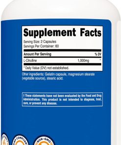 Nutricost L-Citrulline (1,000 mg) - 120 capsules