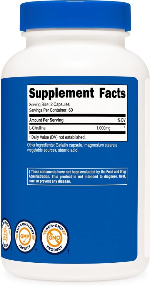 Nutricost L-Citrulline (1,000 mg) - 120 capsules