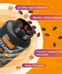 NextDia Vitamin D3 (20,000 IU) + K2 (200 mcg) - 120 softgels