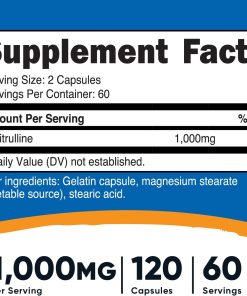 Nutricost L-Citrulline (1,000 mg) - 120 capsules