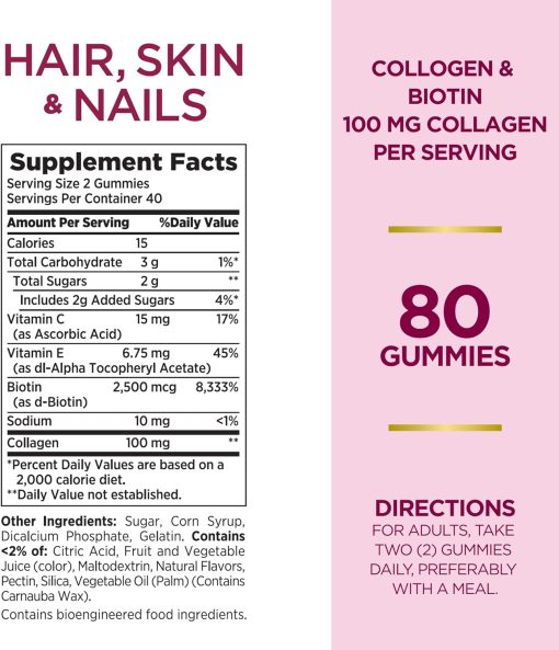 Nature's bounty Hair Skin & Nails Gummies Collagen & Biotin - 80 gummies