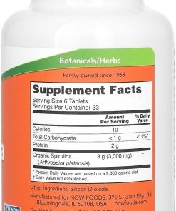 Now Certified Organic Spirulina (500 mg) - 200 tablets