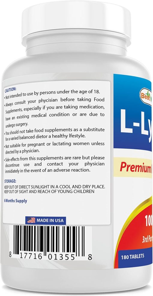 Best Naturals L-Lysine (1,000 mg) - 180 tablets