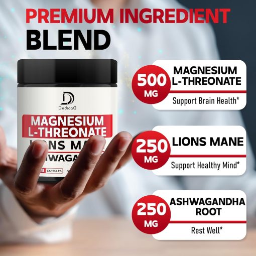 Dedicad Magnesium L-Threonate Lions Mane Ashwagandha - 60 capsules