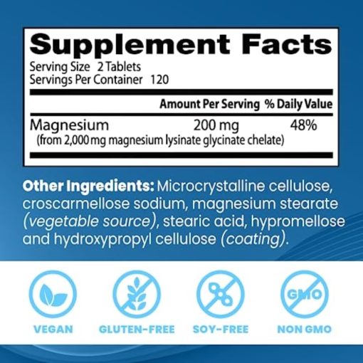 Doctor's Best High Absorption Magnesium Lysinate Glycinate (100 mg) - 240 tablets