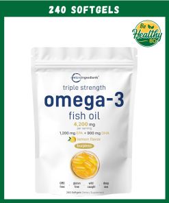 Micro Ingredients Omega-3 Fish Oil Burpless Lemon Flavor - 240 softgels