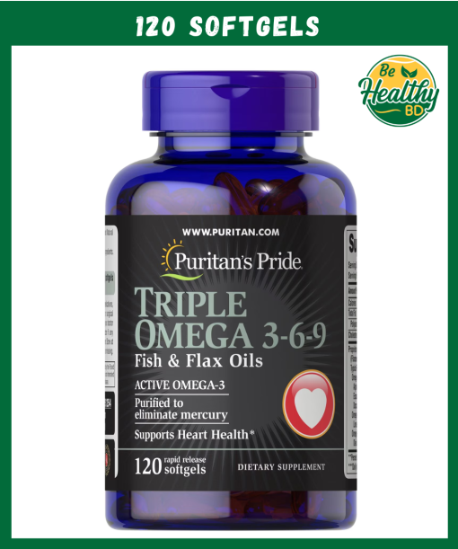 Puritan's Pride Triple Action Omega 3-6-9 Fish & Flaxseed Oil - 120 softgels