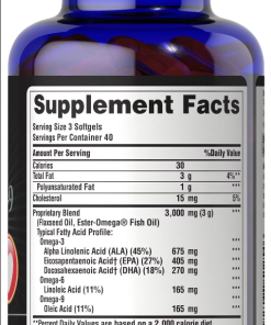 Puritan's Pride Triple Action Omega 3-6-9 Fish & Flaxseed Oil - 120 softgels