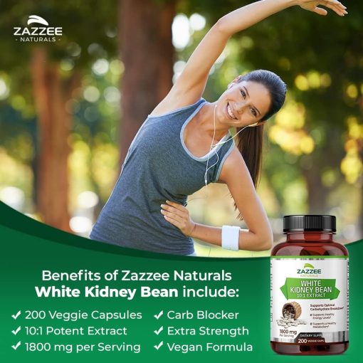 Zazzee Naturals White Kidney Beans 10:1 Extract (1,800 mg) - 200 veggie capsules