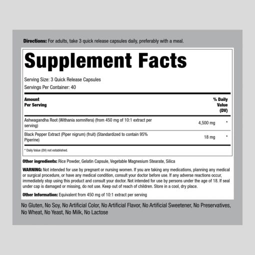 Piping Rock Ashwagandha (4,500 mg) - 120 capsules