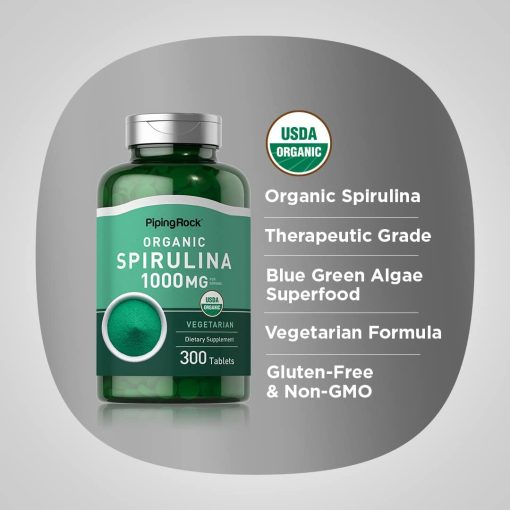 Piping Rock Organic Spirulina (1,000 mg) - 300 tablets