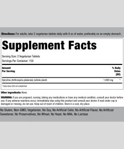 Piping Rock Organic Spirulina (1,000 mg) - 300 tablets
