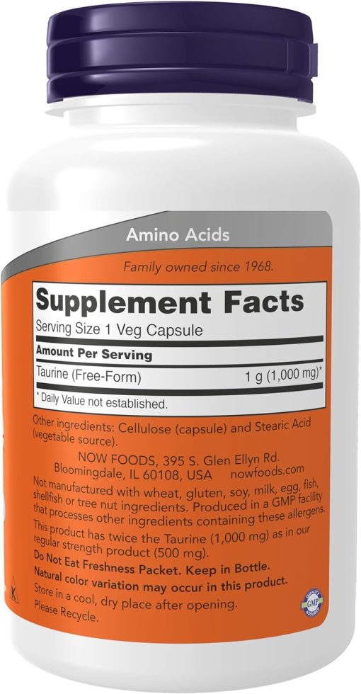 Now Double Strength Taurine (1,000 mg) - 100 veg capsules