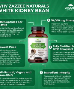 Zazzee Naturals White Kidney Beans 10:1 Extract (1,800 mg) - 200 veggie capsules