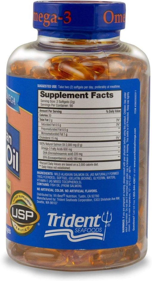 Pure Alaska Omega-3 Wild Alaskan Salmon Oil (1,000mg) - 180 softgels
